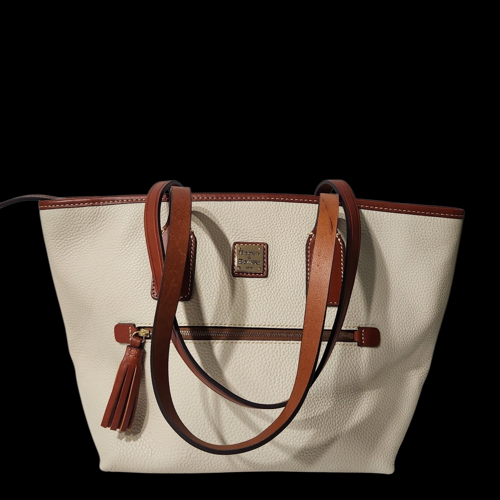 NEW! Dooney & Bourke K2097873 Ivory and Tan Leather Large Tote - Picture 3 of 15